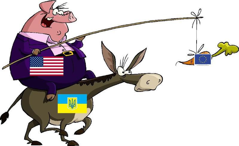 Украинского ослика поманили евроморковкой, он в восторге